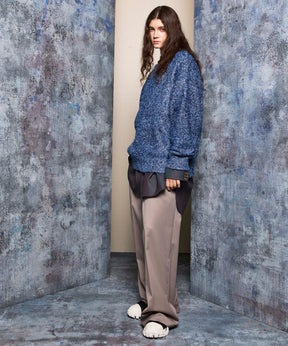 Wool Mix Continuous Tow-Tuck Wide Pants