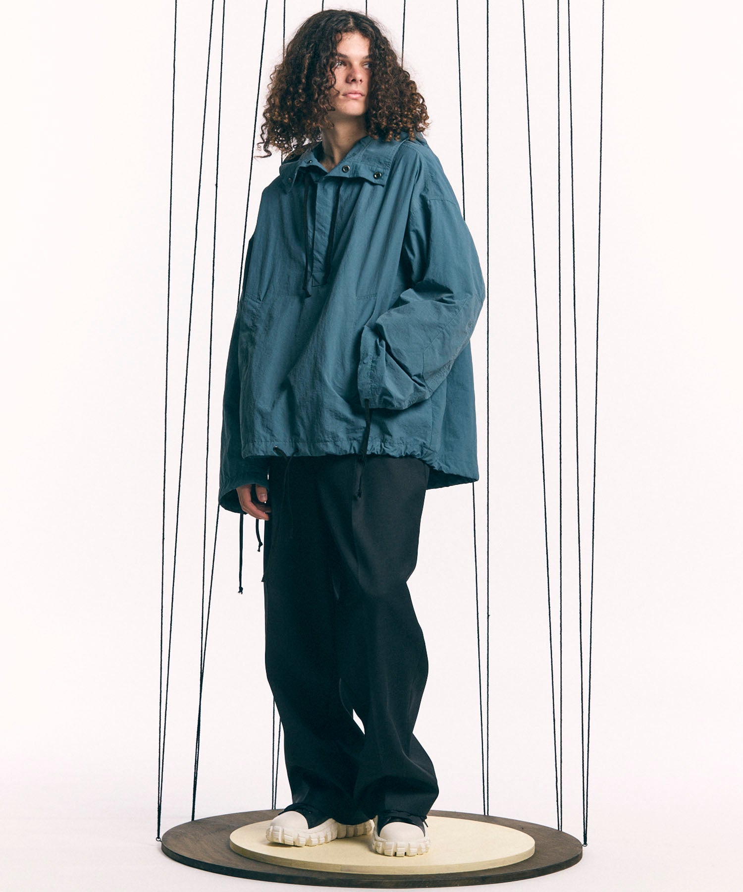 Washed Nylon Prime-Over Anorak Hoodie