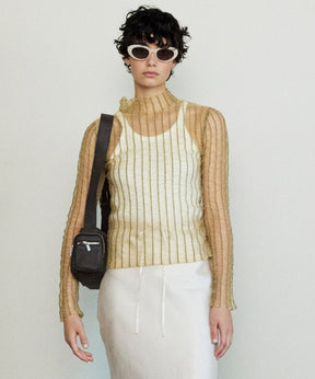 Shirring Stripe Sheer Knitwear