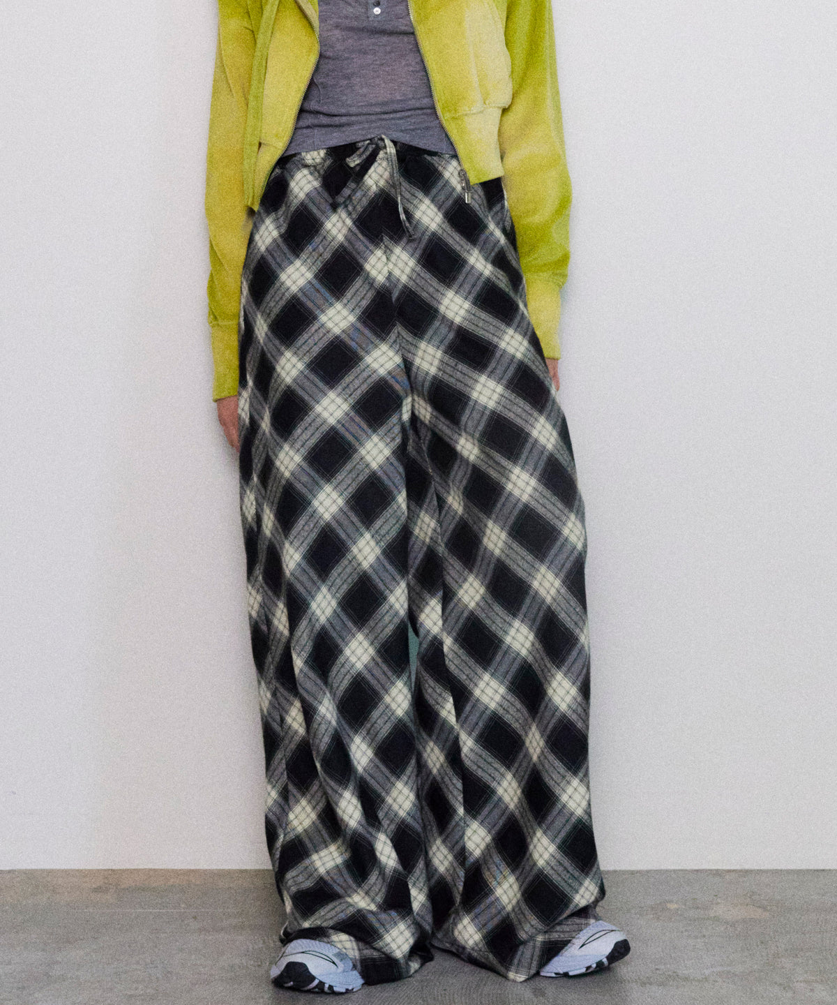 Random Checkered Easy Wide Pants