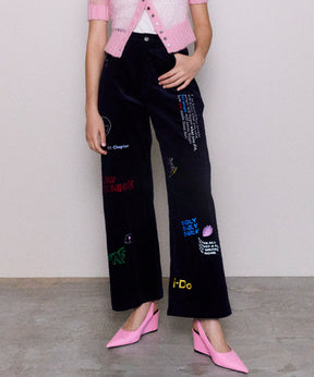 Corduroy Early Romance Graphic Pants