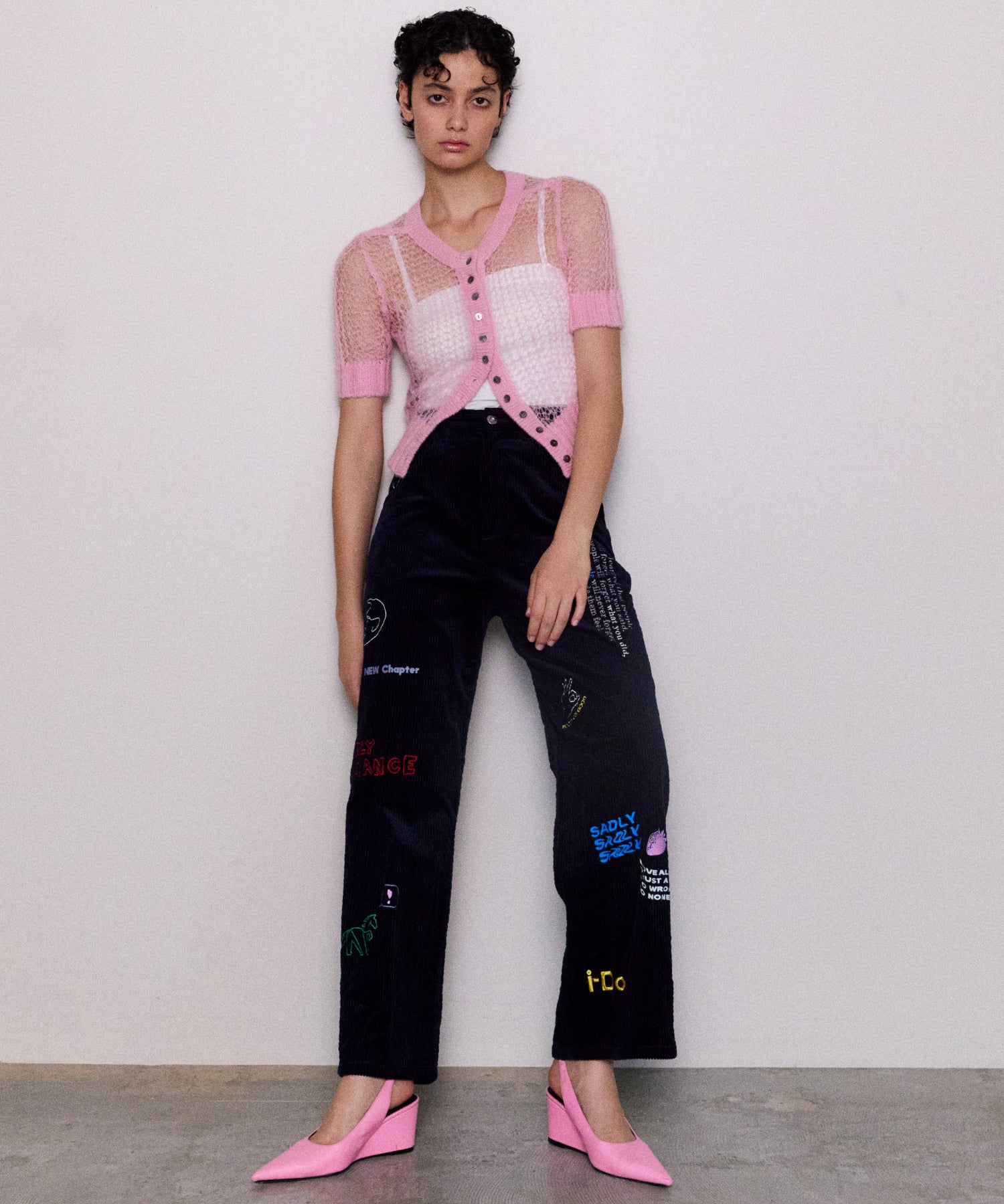 Corduroy Early Romance Graphic Pants