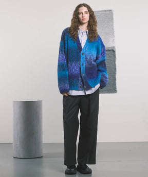 PINORI Long Space-Dye Gradation Prime-Over V-Neck Knit Cardigan