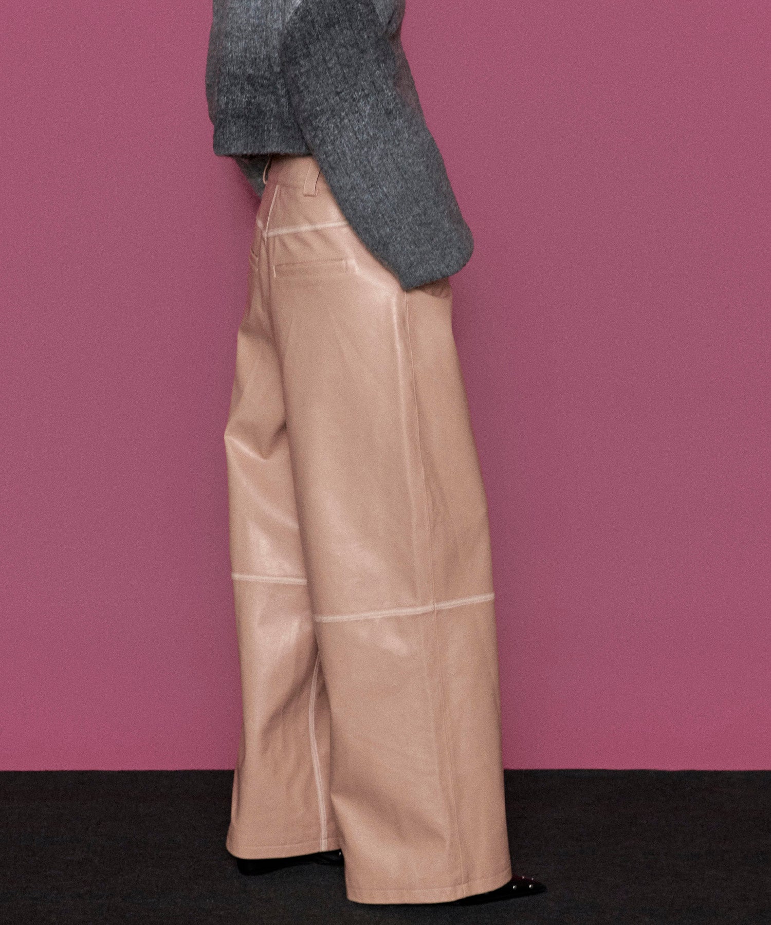 Cocoon Wide Silhouette Vegan Leather Pants