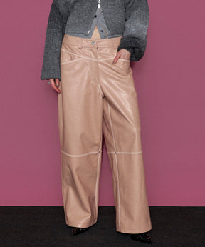 Cocoon Wide Silhouette Vegan Leather Pants