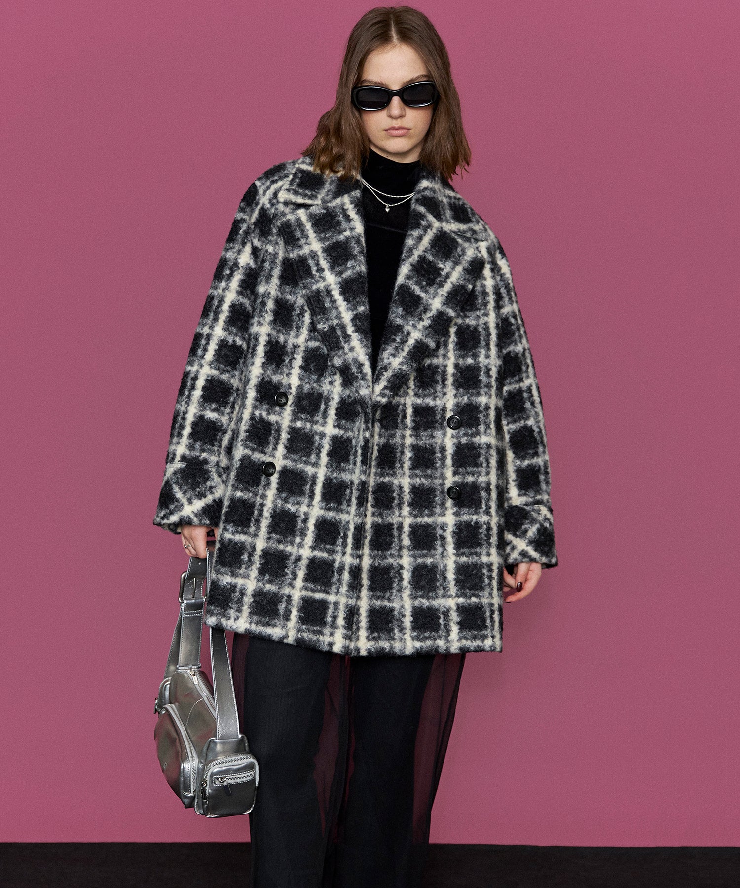 Checkered Over Silhouette Middle Coat