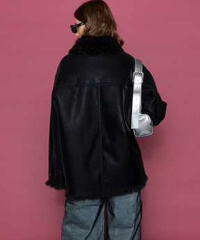 Reversible Vegan Leather Mouton Blouson