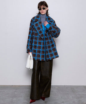 Checkered Over Silhouette Middle Coat