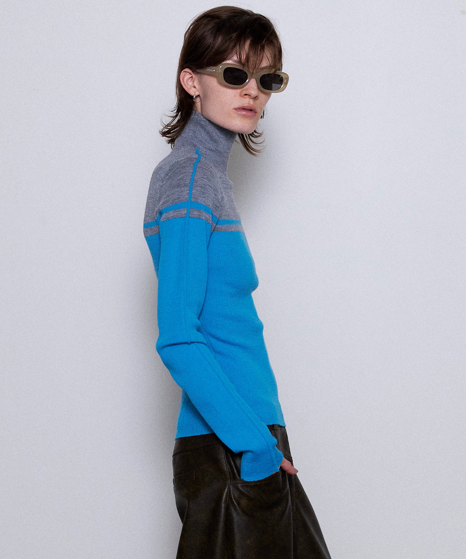 Washable Wool Retro Sports Turtleneck Knit Tops