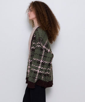 Plaid Jacquard Knit Cardigan