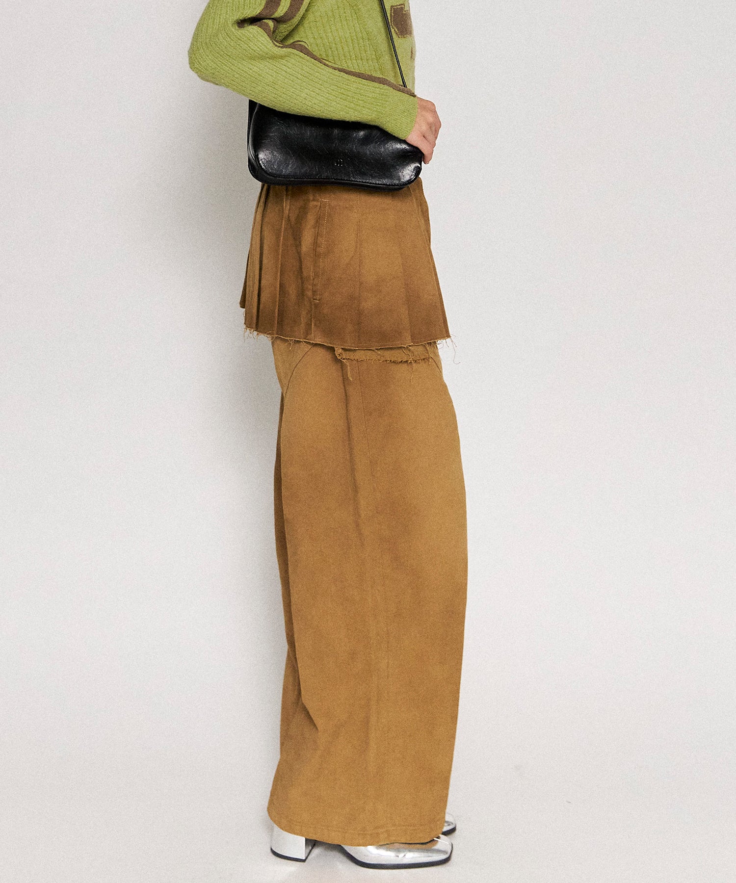 Pleated Skirt Layered Pants