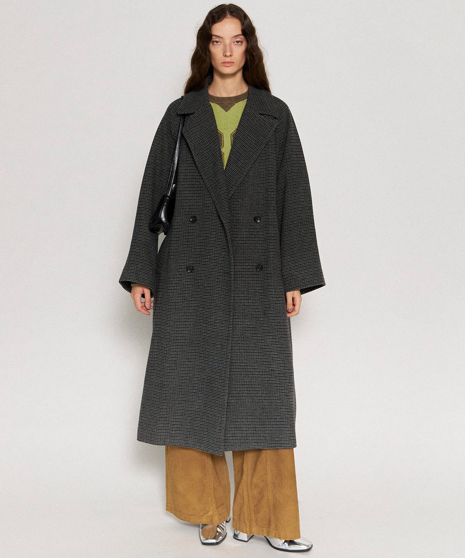 Gun Club Plaid Long Coat