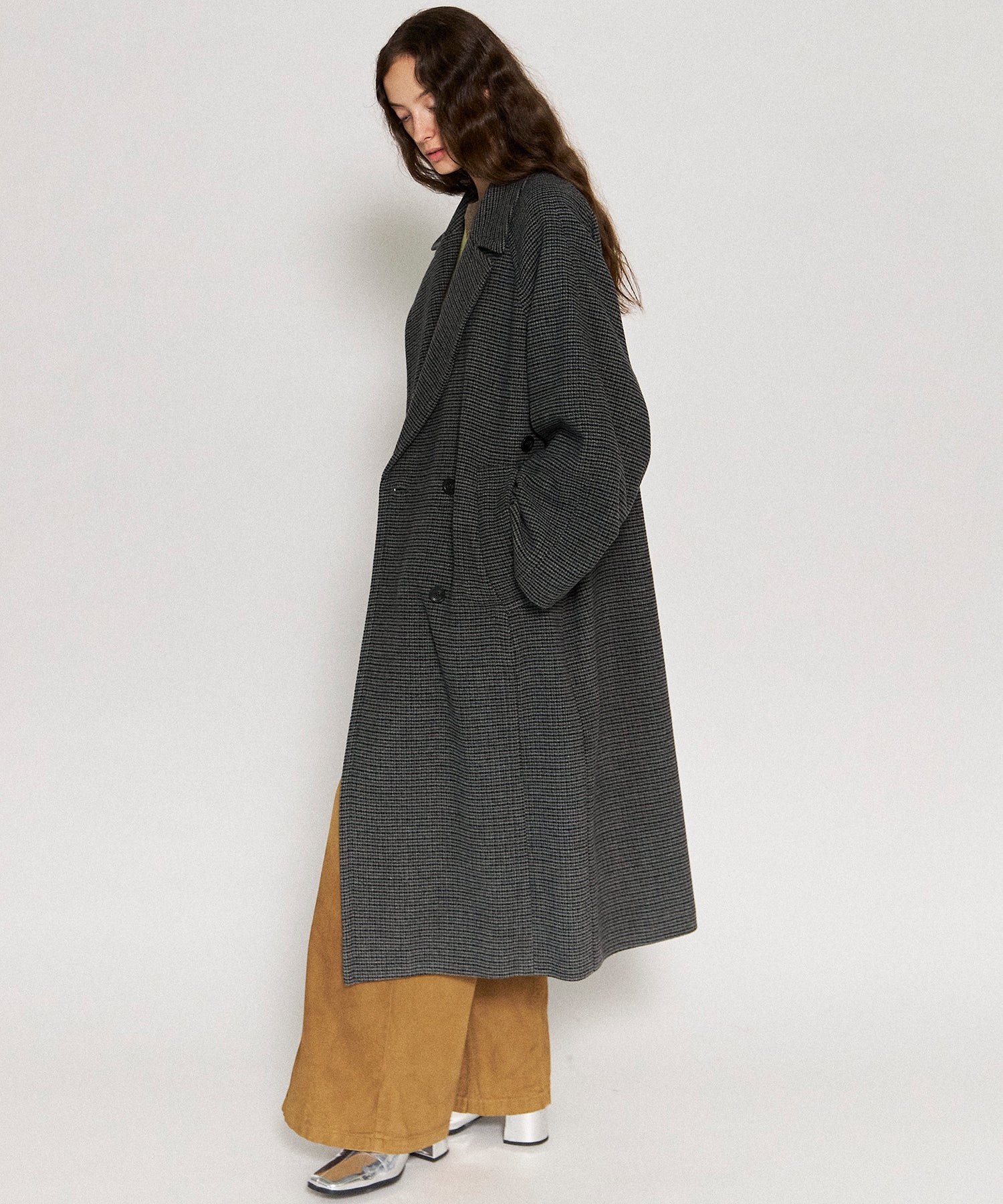 Gun Club Plaid Long Coat