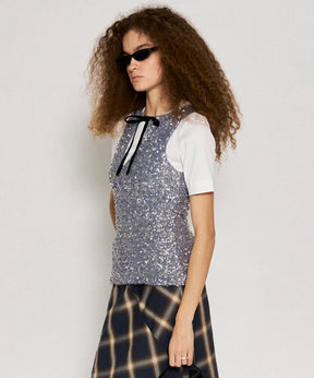 【GANNI】3D Sequins Top