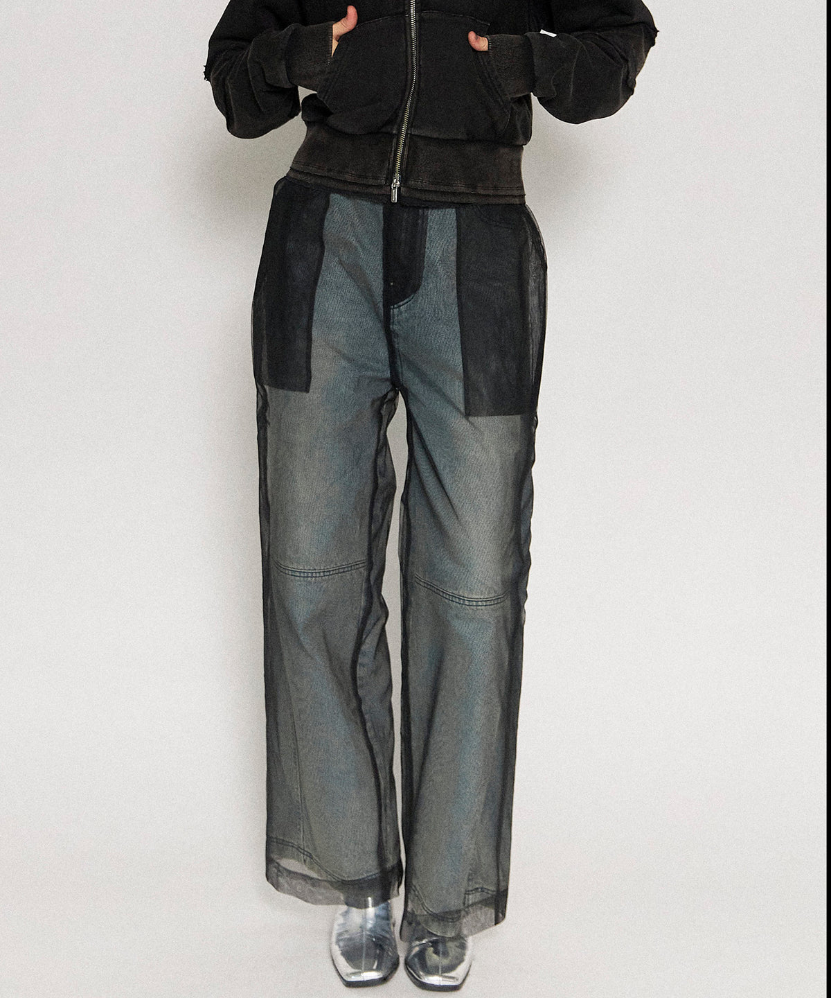 Tulle Layer Denim Pants