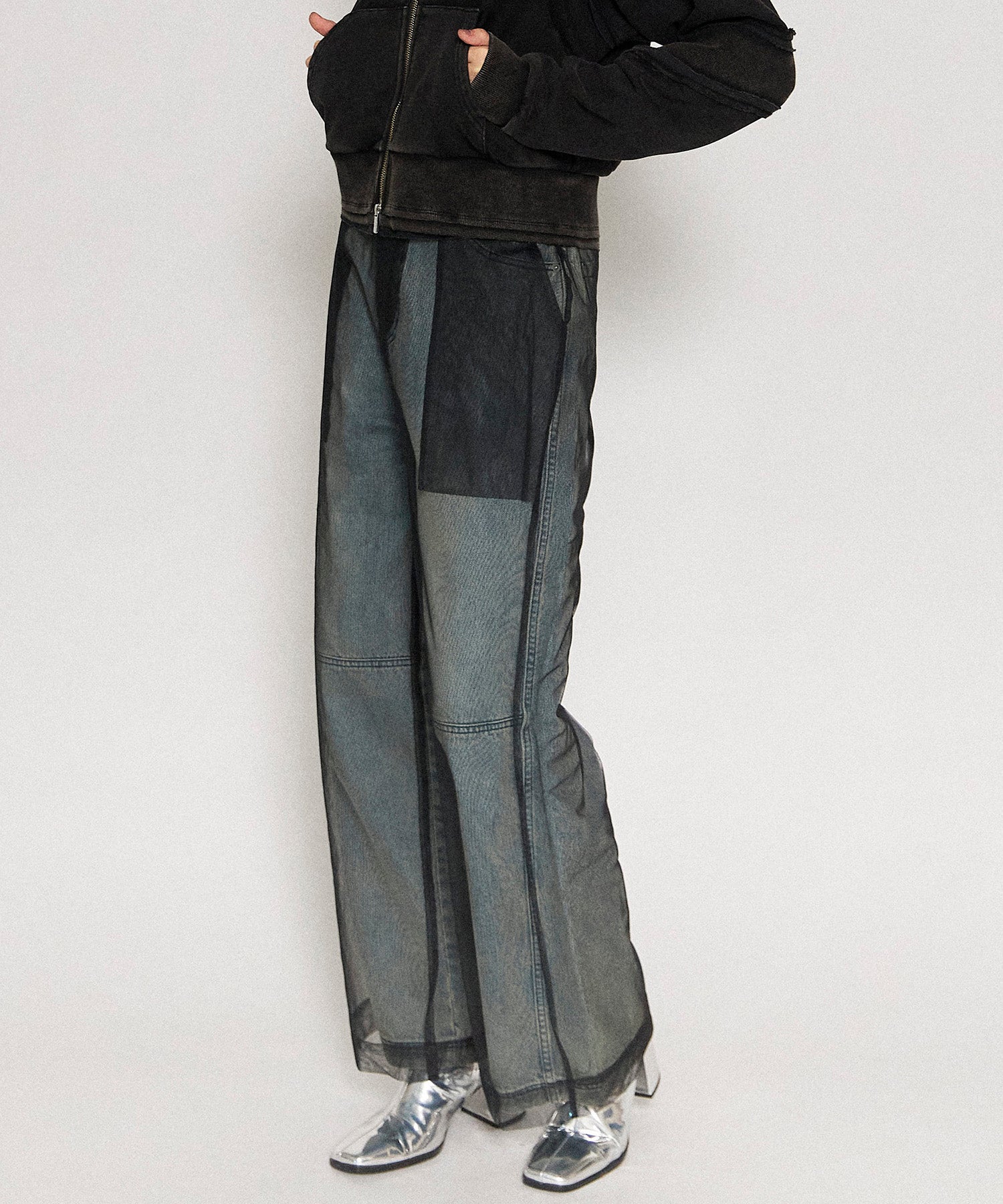 Tulle Layer Denim Pants