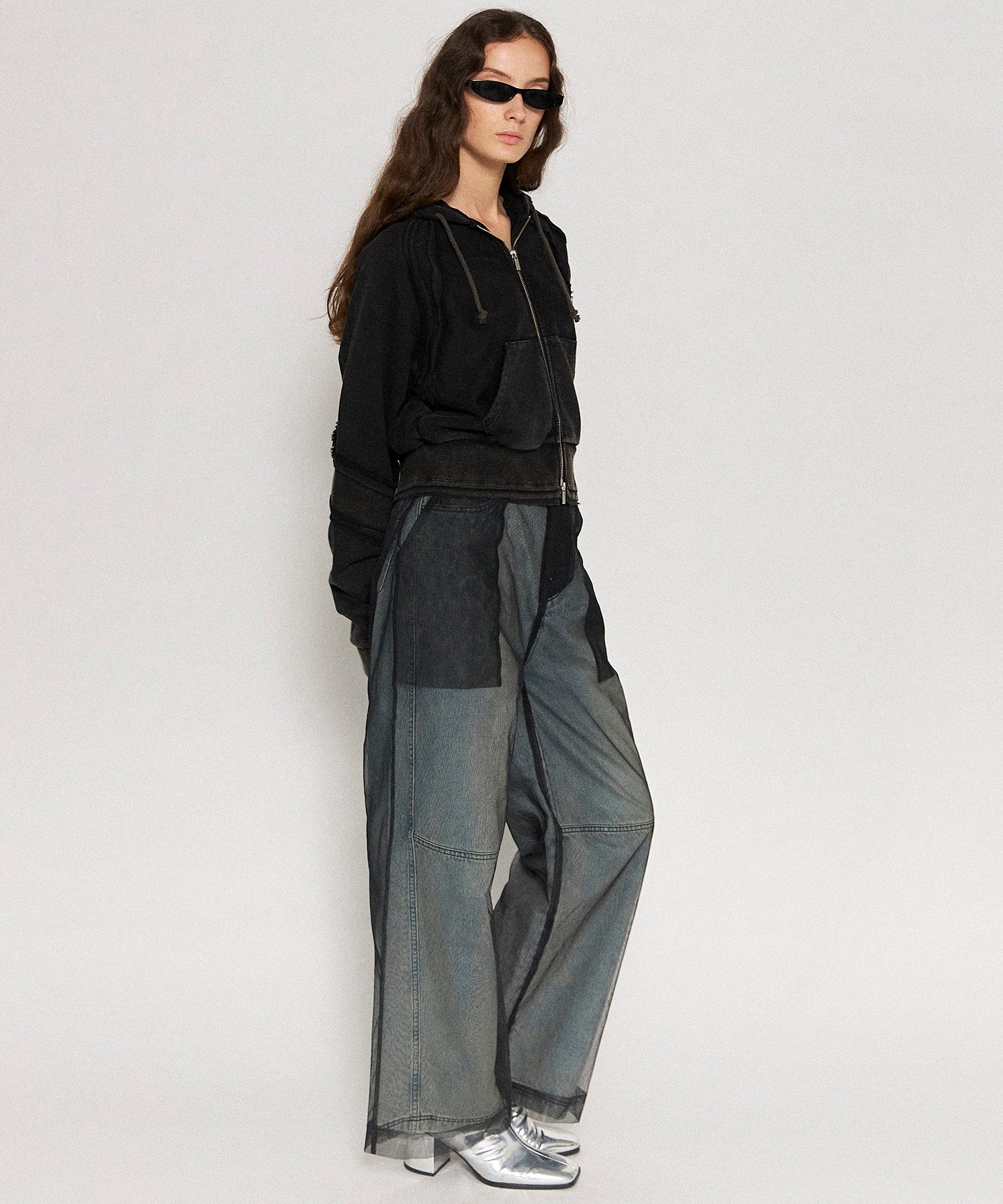 Tulle Layer Denim Pants