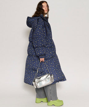 Floral Pattern Long Length Down Coat