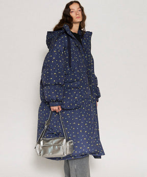 Floral Pattern Long Length Down Coat