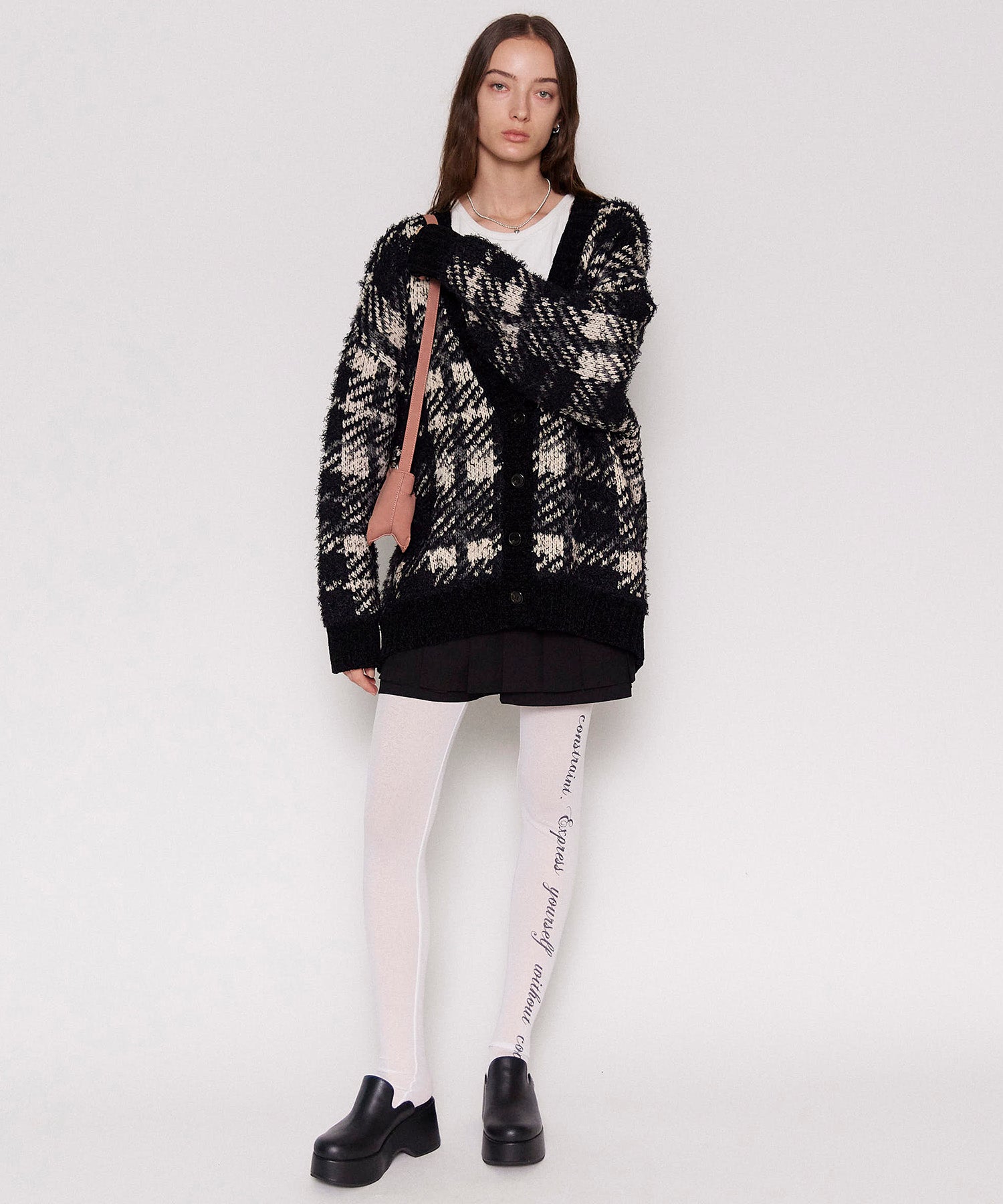 Plaid Jacquard Knit Cardigan