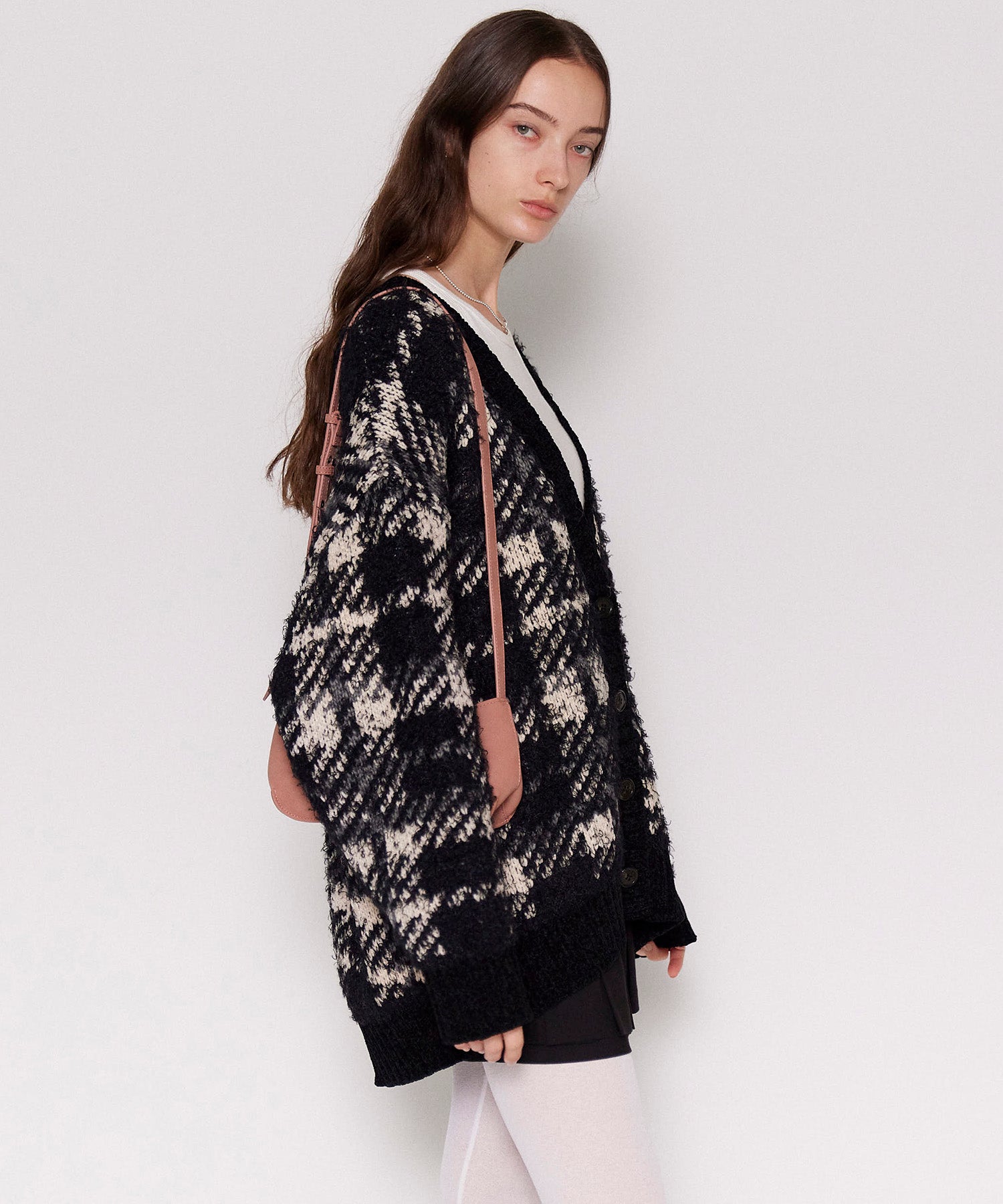 Plaid Jacquard Knit Cardigan