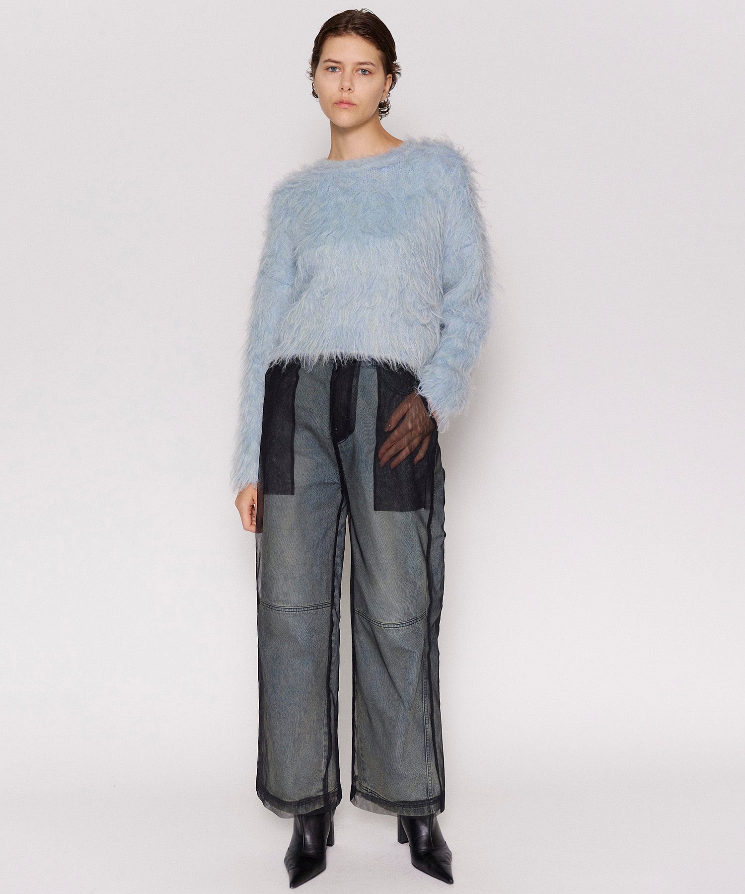 Tulle Layer Denim Pants