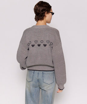 Heart Jacquard Short Length Knit Cardigan