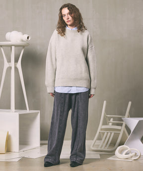 Chemical Over-Dye Heavy-Weight Sweat Pin tuck Easy Wide Pants