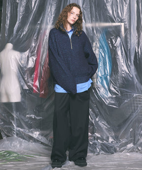 Wool Mix Continuous Tow-Tuck Wide Pants