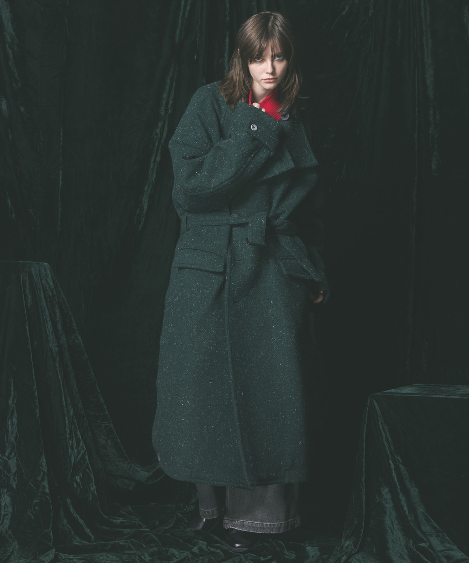 【Italian Dead Stock Fabric】Prime-Over Stand Collar Coat