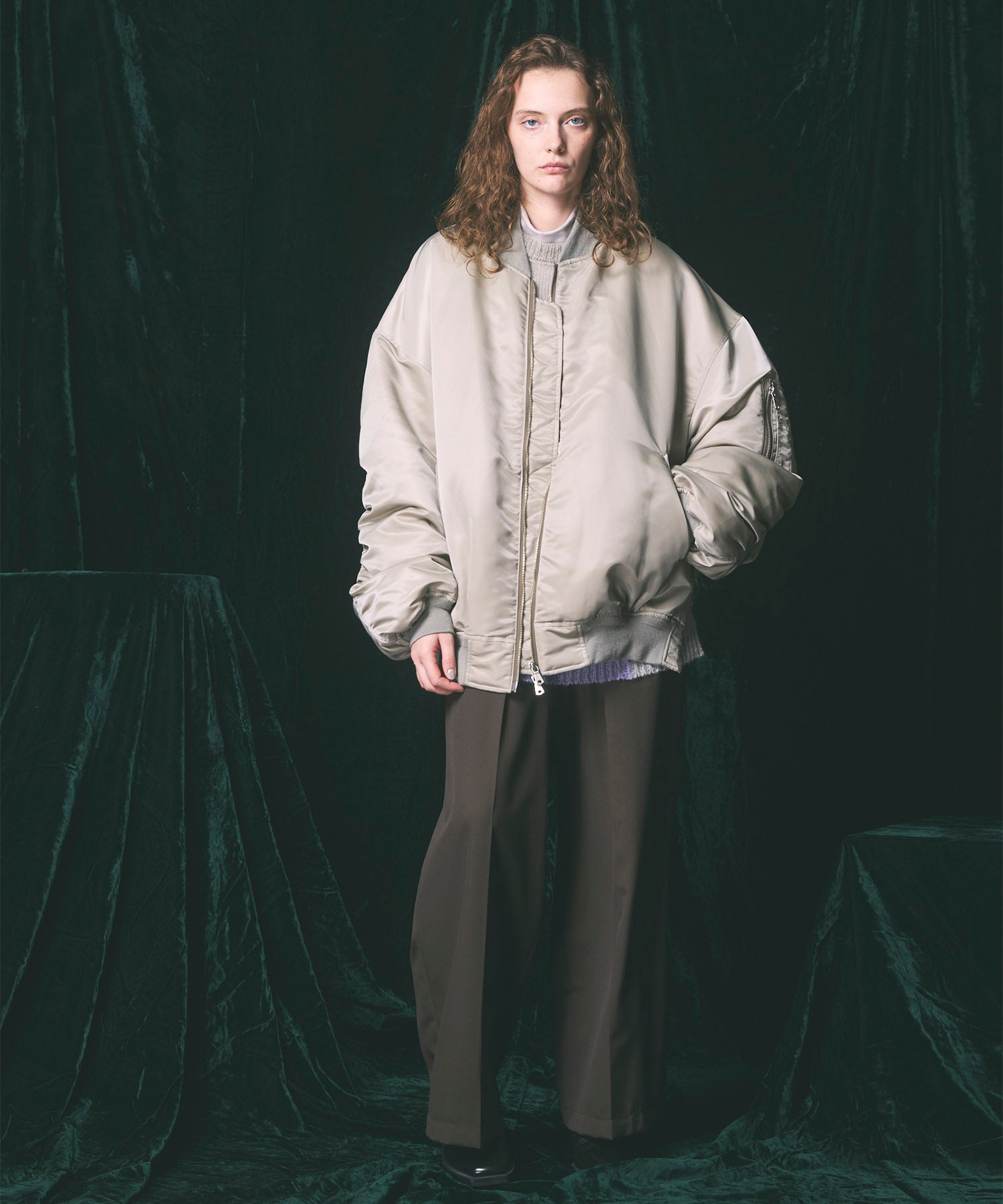 Wool Mix Continuous Tow-Tuck Wide Pants