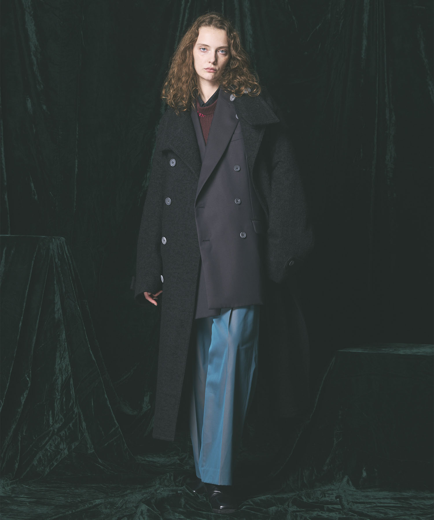 【Italian Dead Stock Fabric】Prime-Over Stand Collar Coat