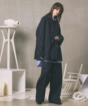 Wool Mix Continuous Tow-Tuck Wide Pants