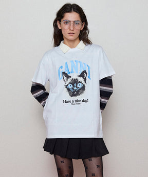 【GANNI】Basic Jersey Cat Relaxed T-shirt