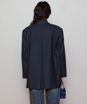 【GANNI】Melange Stripe Suiting Oversized Blazer