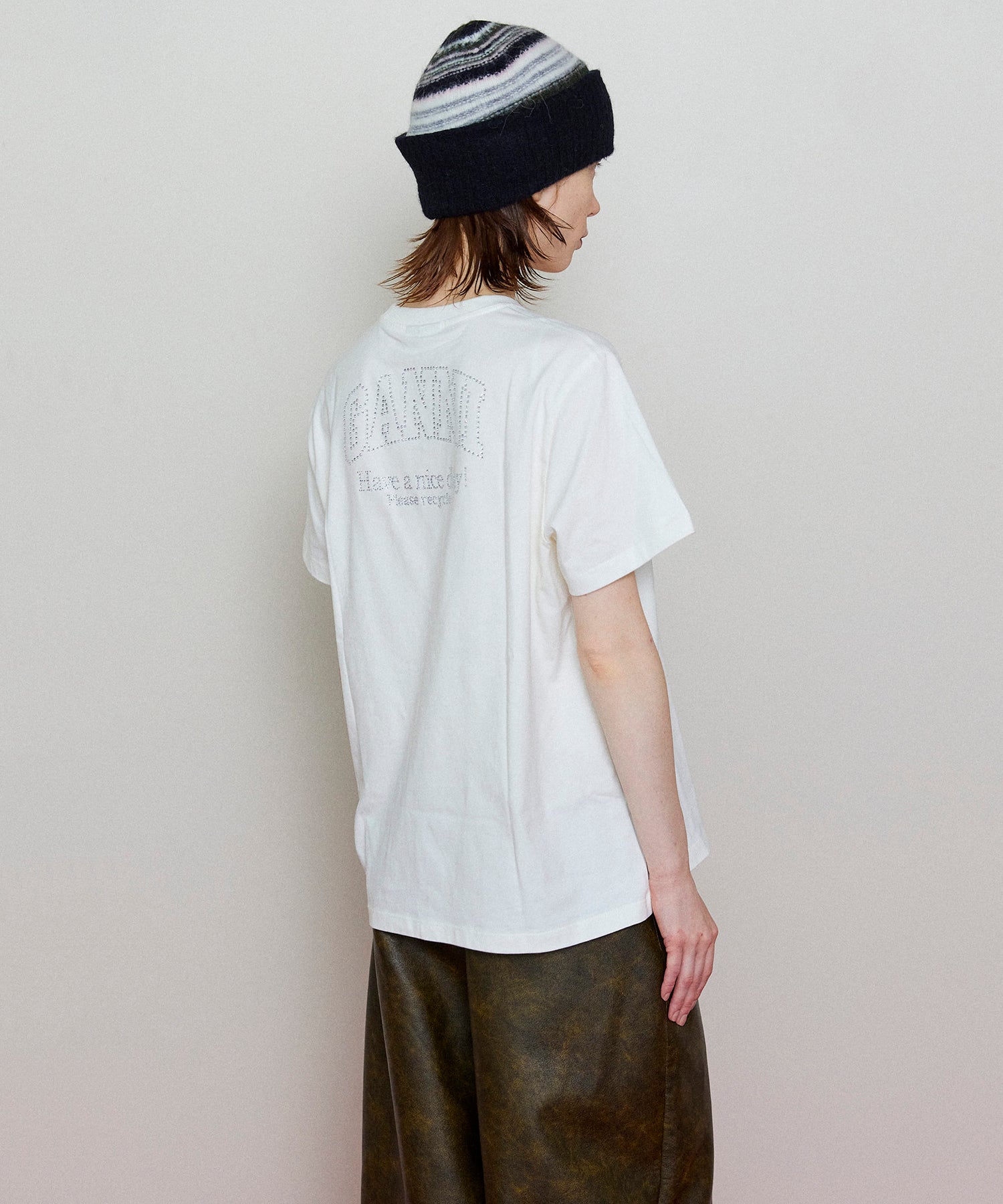 【GANNI】Basic Jersey Rhinestone Relaxed T-shirt