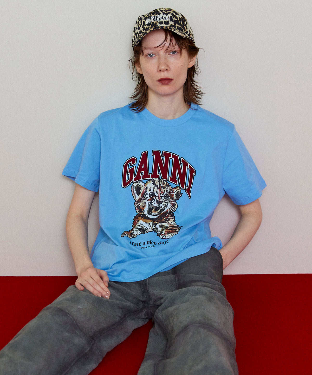 【GANNI】Basic Jersey Tiger Relaxed T-shirt