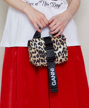 【GANNI】Recycled Tech Mini Satchel Leopard