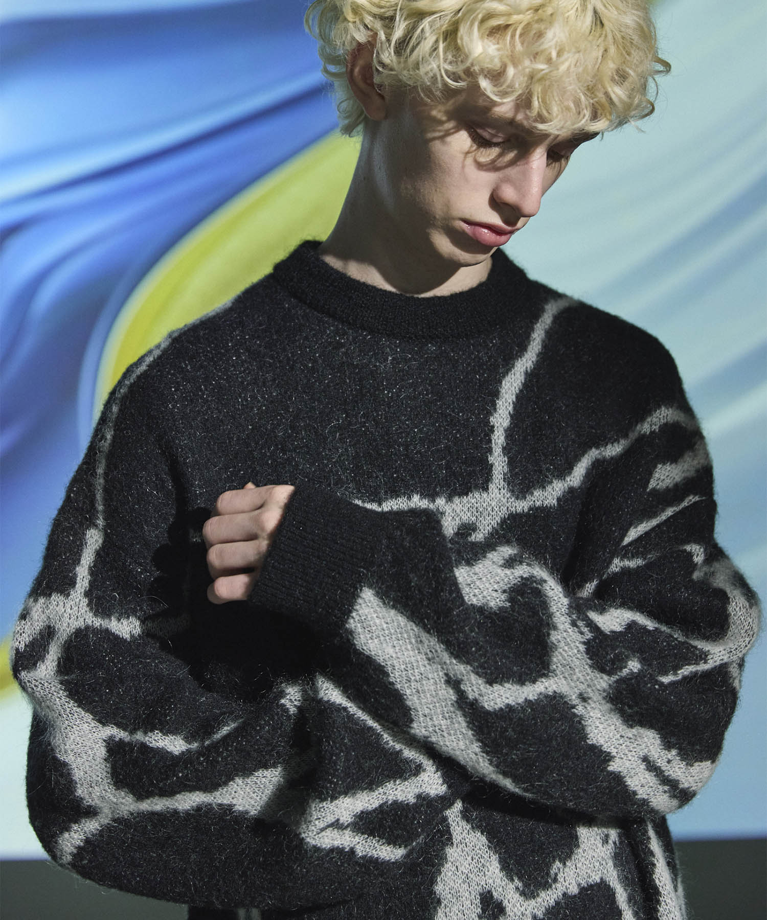 【24AW PRE-ORDER】Prime-Over Drawing Mohair Shaggy Crew Neck Knit Pullover