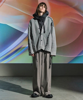 Wool Mix Continuous Tow-Tuck Wide Pants