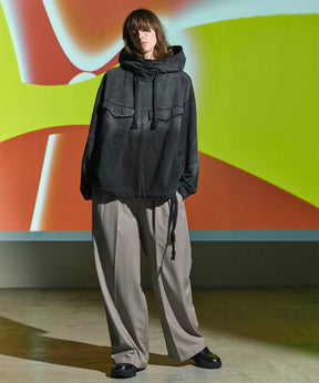 Wool Mix Continuous Tow-Tuck Wide Pants