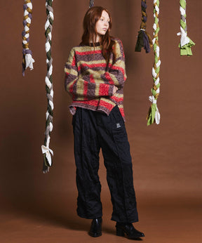 【24AW PRE-ORDER】Prime-Over Shaggy Mosaic Border Crew Neck Knit Pullover