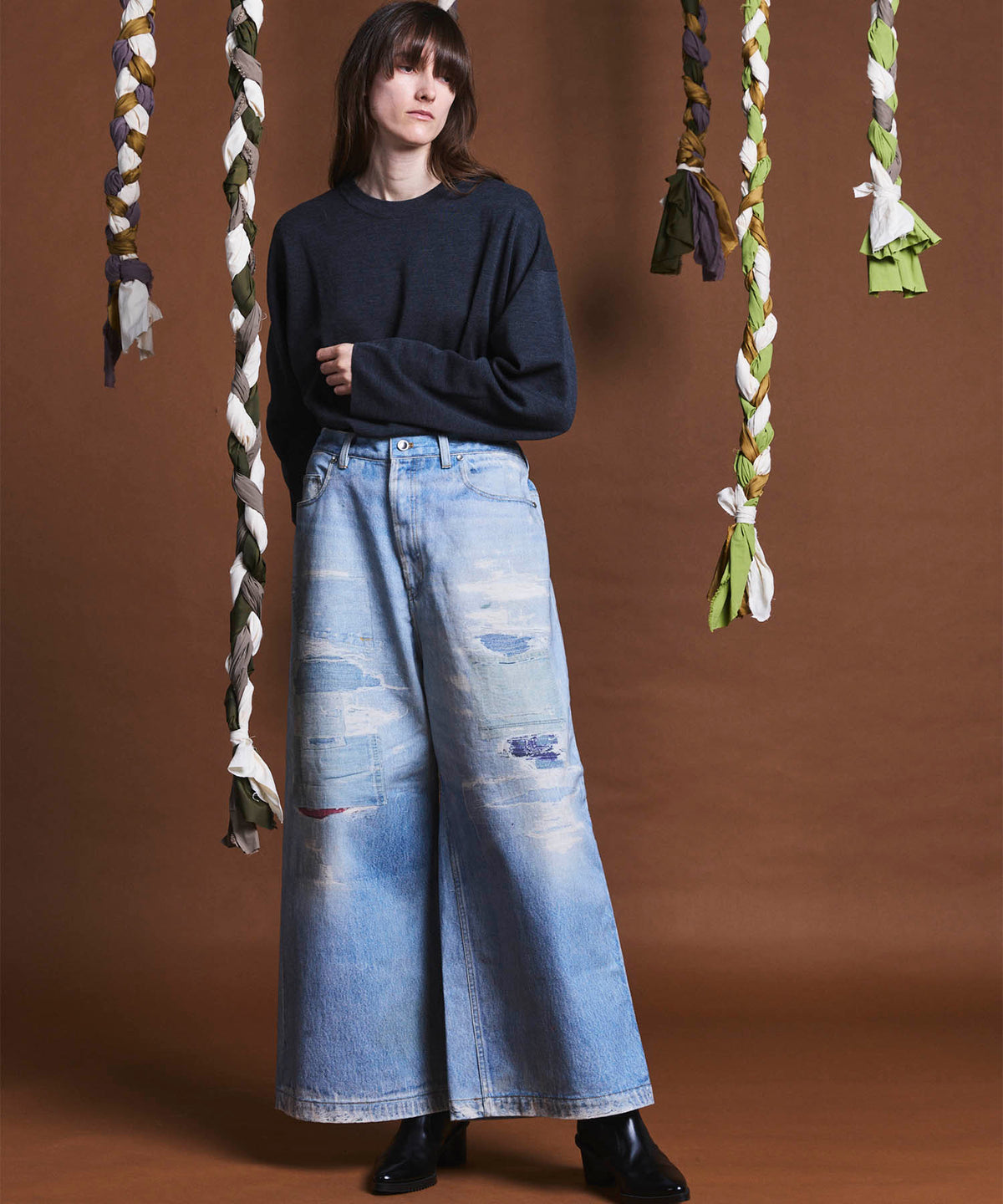 【PRE-ORDER】Trompel'oeil Remake Denim Print Wide Baggy Pants