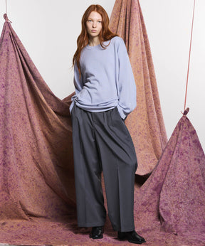 Wool Mix Continuous Tow-Tuck Wide Pants