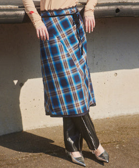 Checkered Bias Seam Midi Skirt