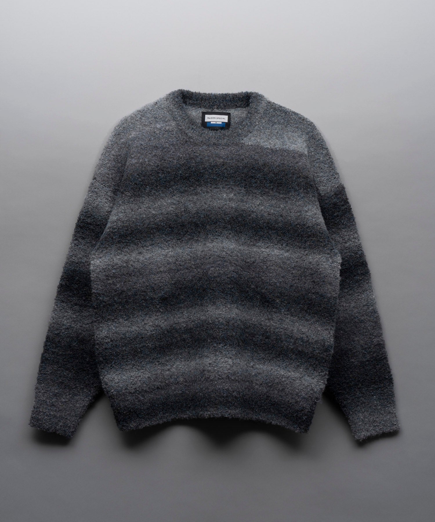 MOKOMOKO Gradation Border Prime-Over Crew Neck Knit Pullover