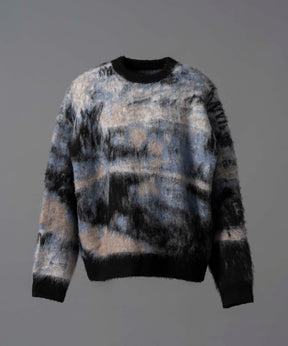 Prime-Over Landscape Painting Crew Neck Knit Pullover