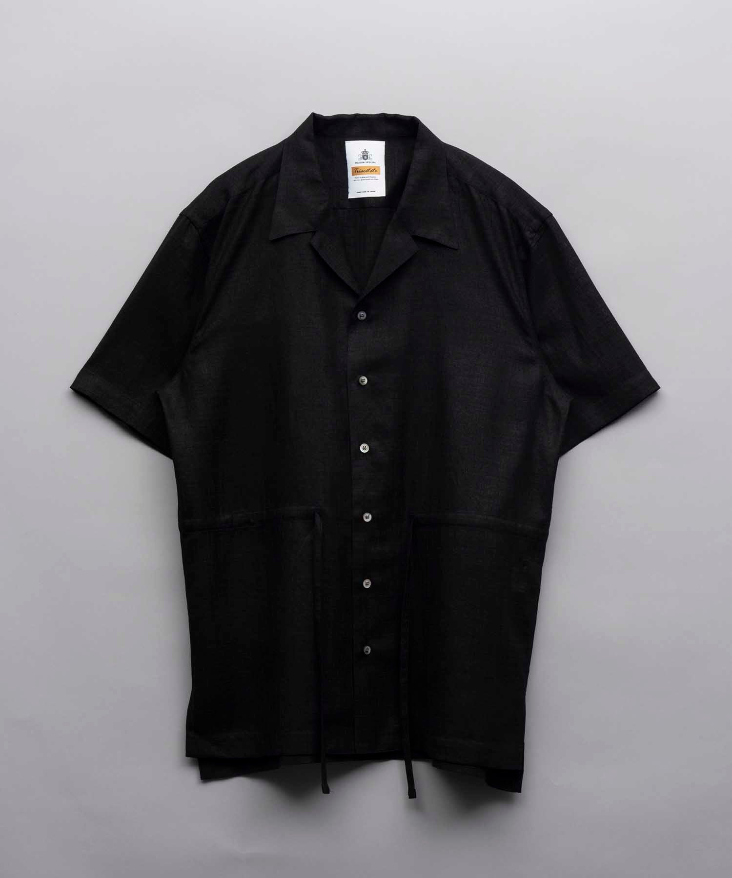 Calendering Triacetate Dress-Over Short Sleeve Open Collar Shirt