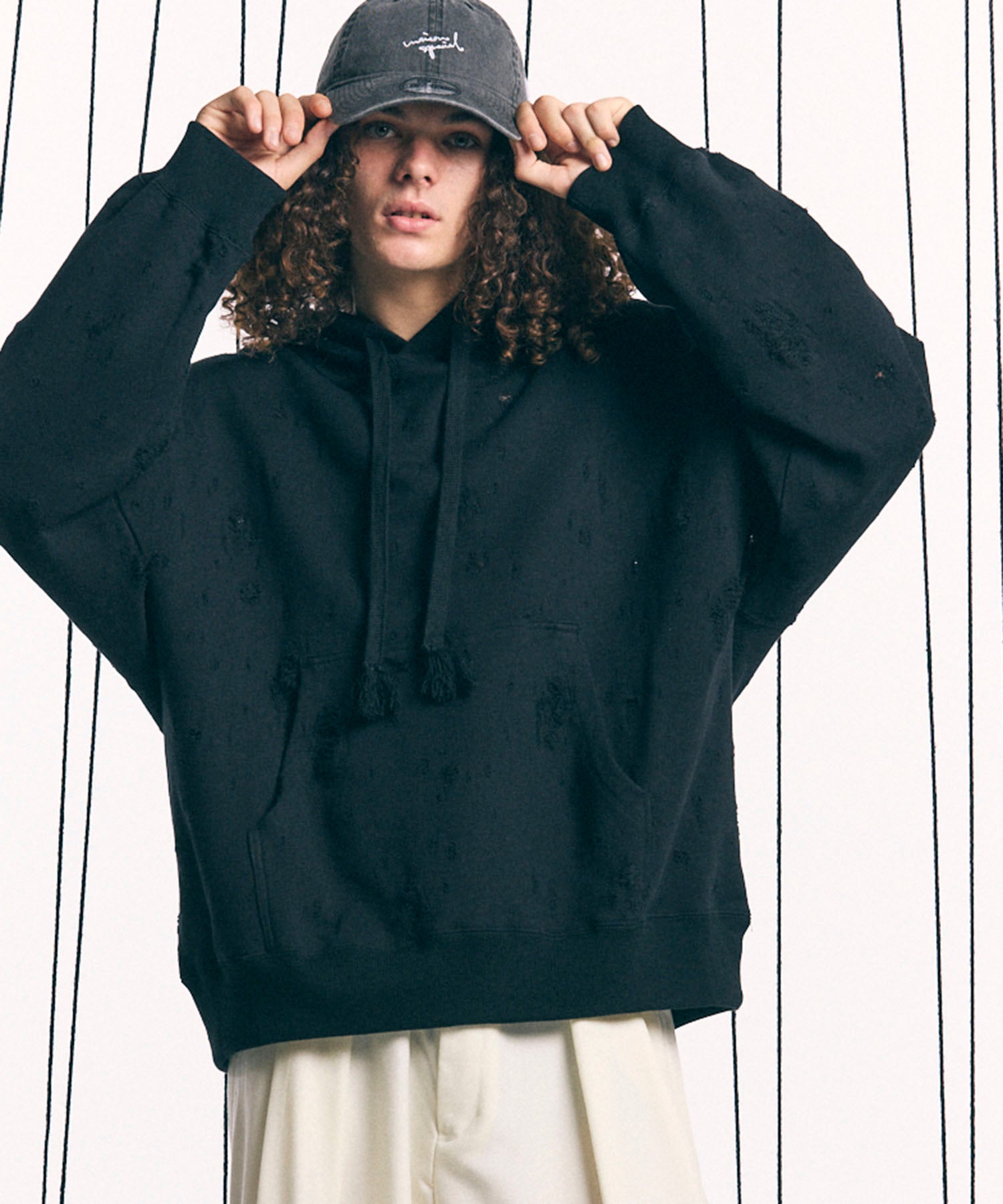 Sweat Jacquard Prime-Over Pullover Hoodie