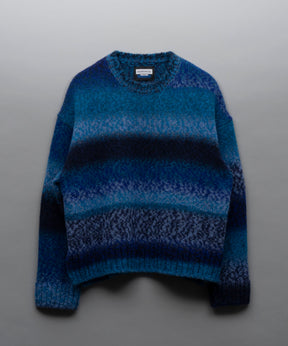 PINORI Long Space-Dye Gradation Prime-Over Crew Neck Knit PullOver